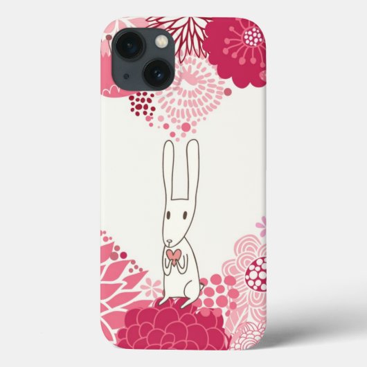 Romantische florale achtergrond met schattig konij Case-Mate iPhone case (Achterkant)