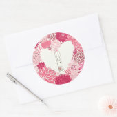 Romantische florale achtergrond met schattig konij ronde sticker (Envelop)
