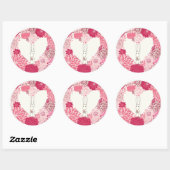 Romantische florale achtergrond met schattig konij ronde sticker (Vel)
