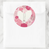 Romantische florale achtergrond met schattig konij ronde sticker (Tas)