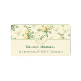 Romantische florale adresetiketten gele rozen etiket