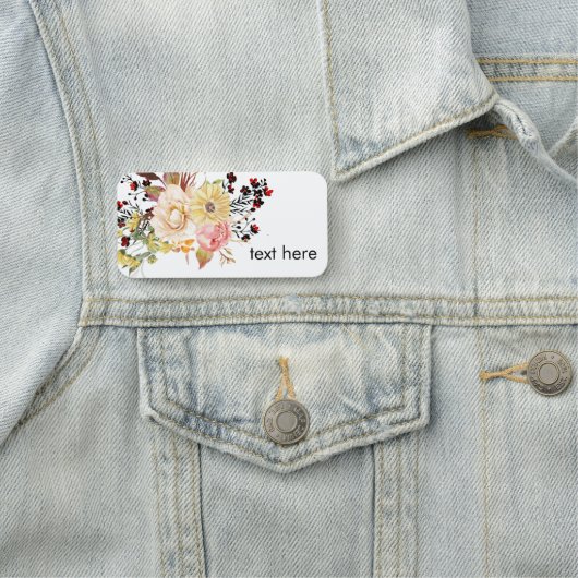 Romantische florale, Waterverf Classic Name Tag (In situ)