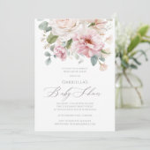 Romantische florale waterverf rozen Baby shower Kaart (Staand voorkant)