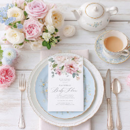 Romantische florale waterverf rozen Baby shower Kaart