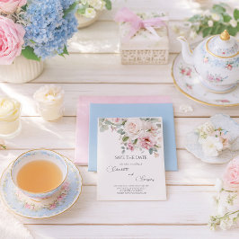 Romantische florale waterverf rozen Bewaar de datu Aankondigingskaart