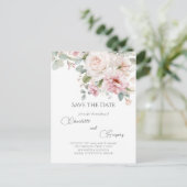 Romantische florale waterverf rozen Bewaar de datu Aankondigingskaart (Staand voorkant)