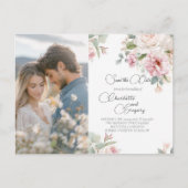 Romantische florale waterverf rozen Save the Date Aankondigingskaart (Voorkant)