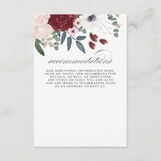 Romantische Florals Accommodaties Informatiekaartje (Voorkant)