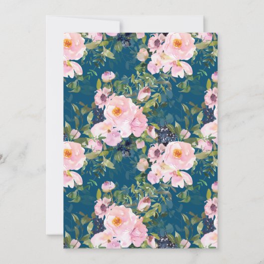  Romantische Florals in blauw Vrijgezellenfeest Kaart (Achterkant)