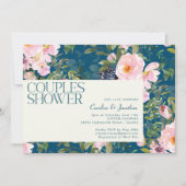  Romantische Florals in Blue Couples Shower Kaart (Voorkant)