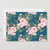  Romantische Florals in Blue Couples Shower Kaart (Achterkant)