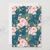 Romantische Florals in Blue Wedding Kaart (Achterkant)