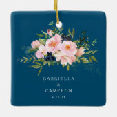  Romantische Florals in Blue Wedding Keramisch Ornament (Voorkant)