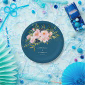  Romantische Florals in Blue Wedding Papieren Bordje (Feest)