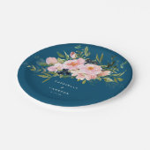  Romantische Florals in Blue Wedding Papieren Bordje (Gekanteld)