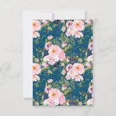  Romantische Florals in Blue Wedding RSVP Kaartje (Achterkant)