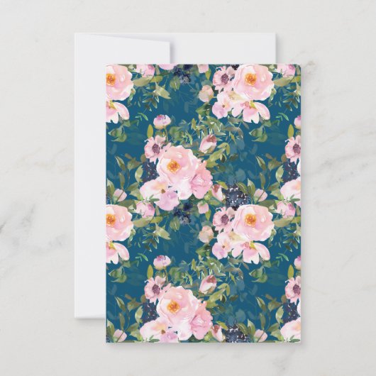  Romantische Florals in Blue Wedding RSVP Kaartje (Achterkant)