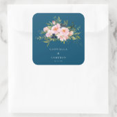 Romantische Florals in Blue Wedding Vierkante Sticker (Tas)
