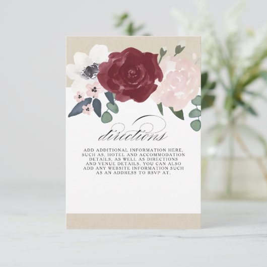 Romantische Florals Routebeschrijving Informatiekaartje (Staand voorkant)