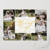 Romantische Foil Prettig Kerstfeest 7 Fotocollage Folie Feestdagenkaart (Voorkant)