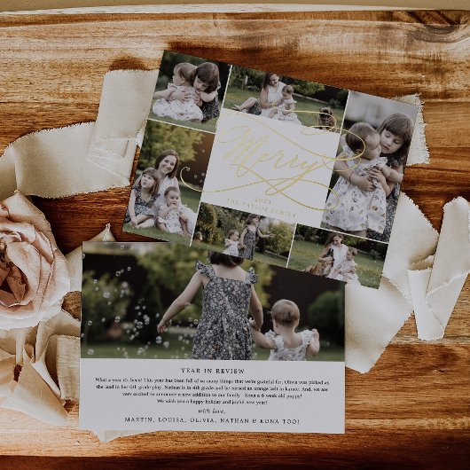 Romantische Foil Prettig Kerstfeest 7 Fotocollage Folie Feestdagenkaart