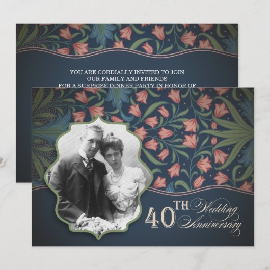 romantische foto 40ste verjaardag kaart (Voorkant / Achterkant)