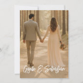 Romantische foto Botanisch Script Moderne bruiloft Kaart (Achterkant)