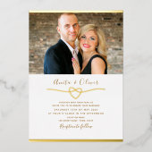 Romantische foto Bruiloft Gouden folie uitnodiging (Voorkant)