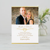 Romantische foto Bruiloft Gouden folie uitnodiging (Staand Voorkant)