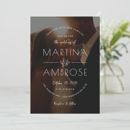 Romantische foto bruiloft kaart (Staand voorkant)