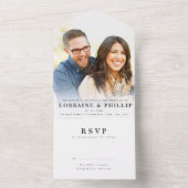 Romantische foto Elegante gradiënt RSVP Wedding All In One Uitnodiging (Binnen)