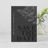 Romantische foto Floral Zwart Wit Save the Date Kaart (Staand voorkant)