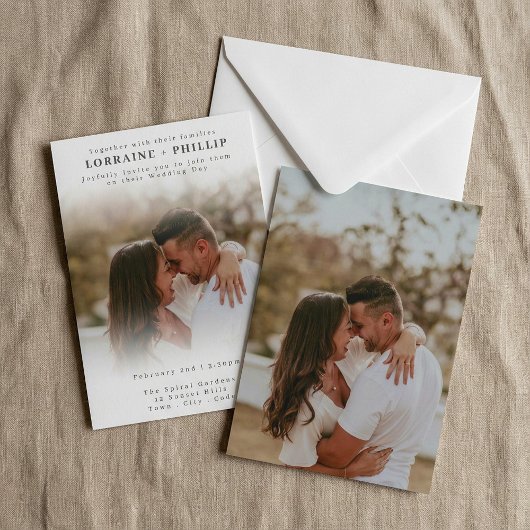 Romantische foto klassieke gradiënt bruiloft uitno kaart