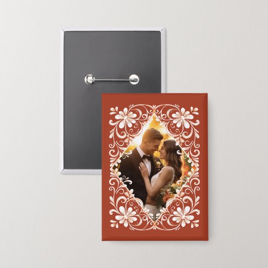 Romantische foto Red Rust Jubileum Pin Button (Voorkant / Achterkant)