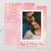 Romantische foto Roze Hart Gelukkige Valentijnsdag Feestdagenkaart (Voorkant / Achterkant)