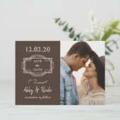 Romantische foto Rustic Brown Bewaar de datum Save The Date (Staand voorkant)