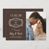 Romantische foto Rustic Brown Bewaar de datum Save The Date (Voorkant / Achterkant)