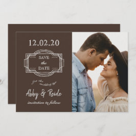 Romantische foto Rustic Brown Bewaar de datum Save The Date