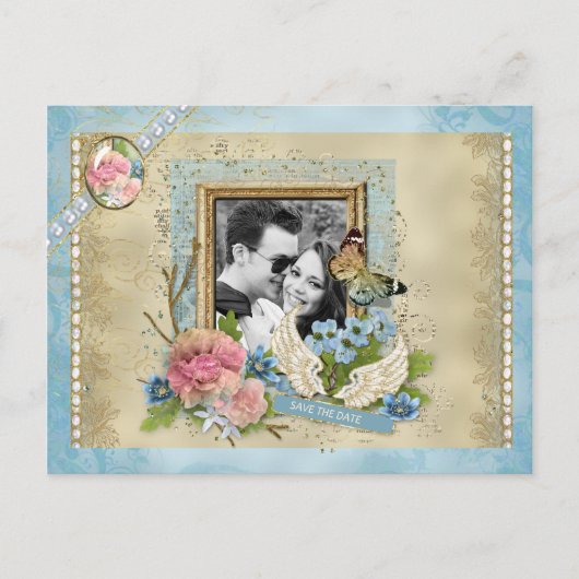 Romantische foto save the date aankondigingskaart (Voorkant)