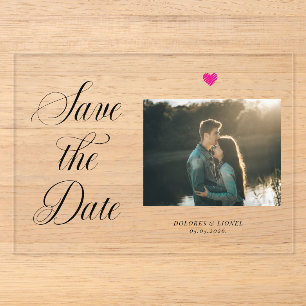 Romantische foto save the date acryl uitnodigingen