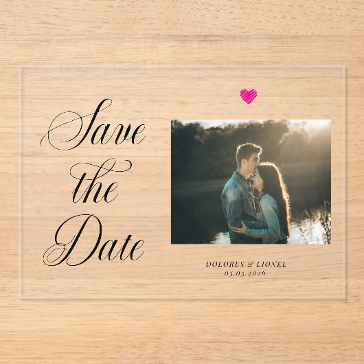 Romantische foto save the date acryl uitnodigingen (Voorkant)
