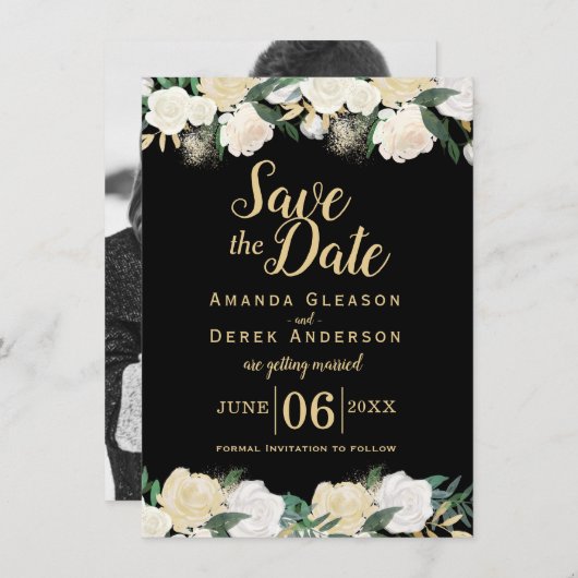 Romantische foto save the date kaart (Voorkant / Achterkant)