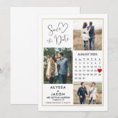 Romantische foto save the date kaart met kalender (Voorkant / Achterkant)