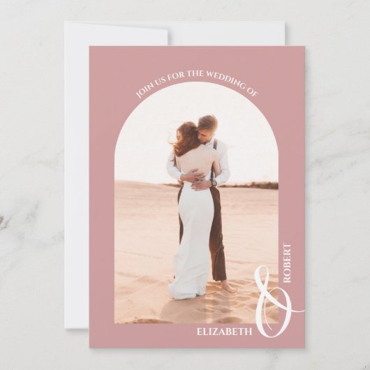 Romantische foto stoffige roze trouw kaart (Voorkant)