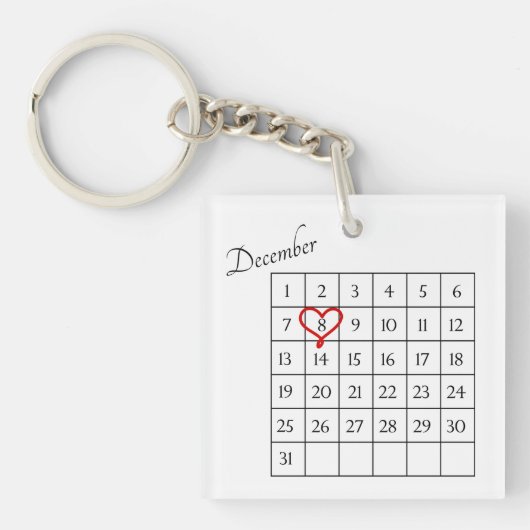 Romantische Foto Trouwkalender Valentijn Gift Sleutelhanger (Voorkant)
