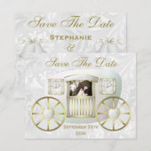 Romantische foto trouwkoets Save the Date Kaart (Voorkant / Achterkant)