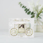 Romantische foto trouwkoets Save the Date Kaart (Staand voorkant)