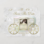 Romantische foto trouwkoets Save the Date Kaart (Voorkant / Achterkant)