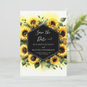 Romantische Foto Zonnebloem Trouwdag Save The Date (Staand voorkant)