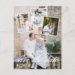 Romantische Fotocollage Trouwkaart Save the Date Aankondigingskaart